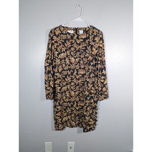 Vintage Liz Claiborne Petite 14 Dress 100%‎ Silk Baroque Print Mature Classy